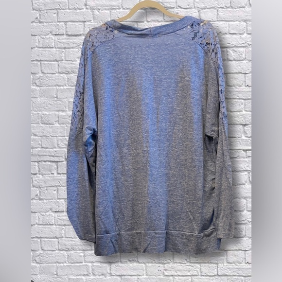 Z Avenue Light Blue Lace-Accent Cardigan - Picture 3 of 4